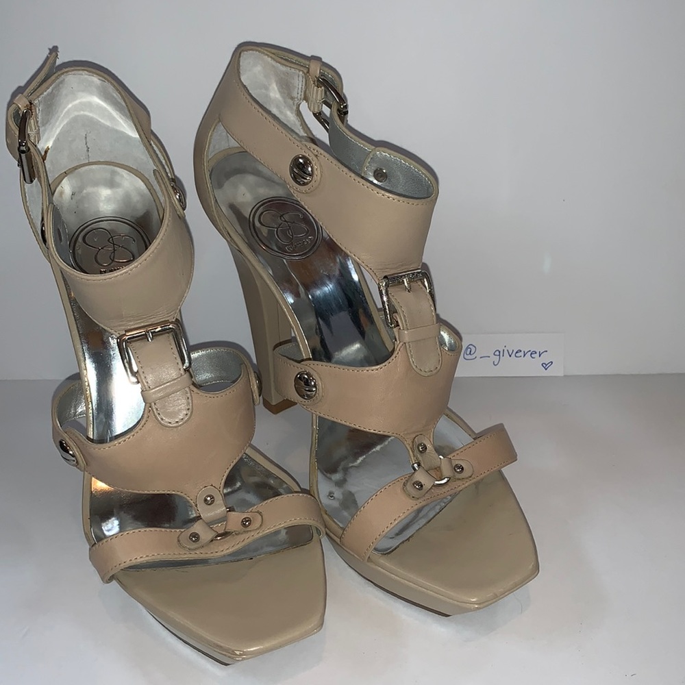 8.5 Stalion X Nude Beige Strappy Heeled Sandal